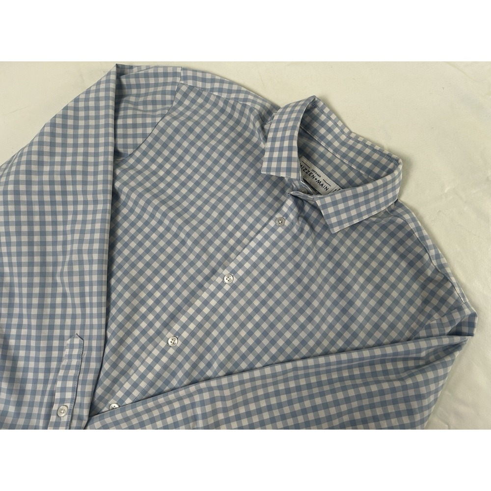 Mizzen + Main Leeward 2XL Standard Fit Blue Gingham Long Sleeve Button Down XXL